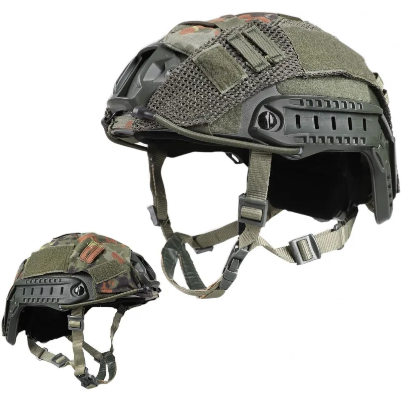 Adjustable Tactical Helmet with Helmet Cover, PJ Type Tactical Multifunctional Protective NVG Mount for Cosplay Hunting Shooting
