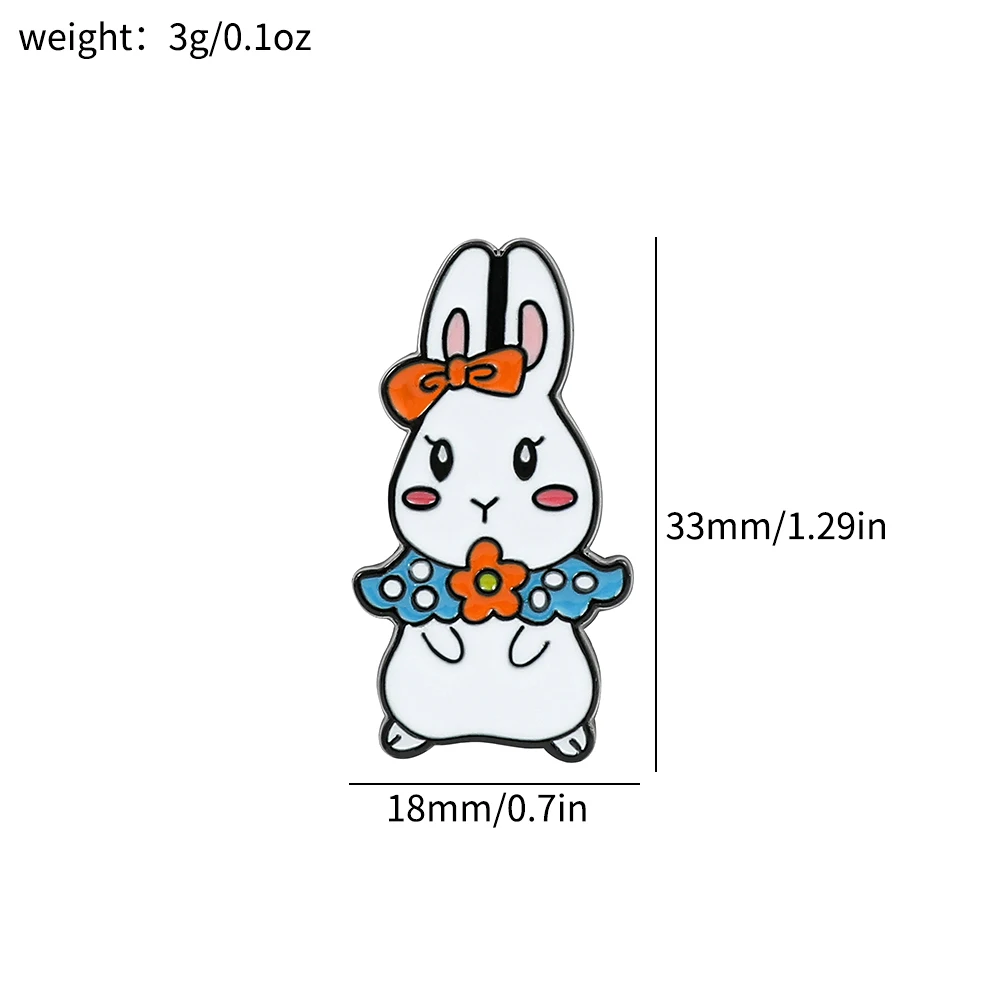 6 Pcs Cute Little Rabbit Brooch Creative Love Carrot Enamel Brooch Metal Paint Badge Backpack Clothing Jewelry Wallet Pendant