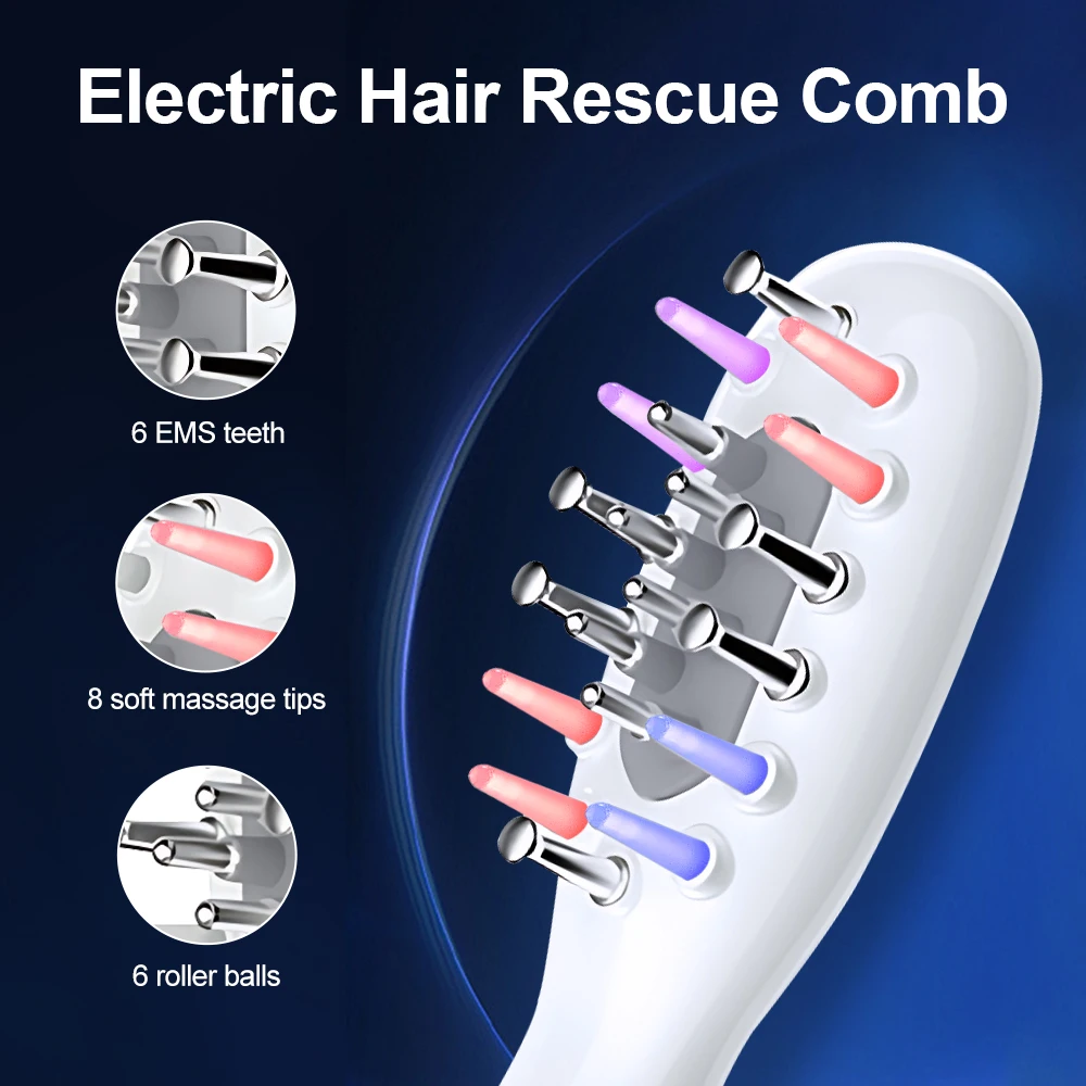 

Electric Hair Care Comb Micro Current Massage Comb Hair Conditioner LED Colored Light Radio Frequency Hot Compress Scalp Care