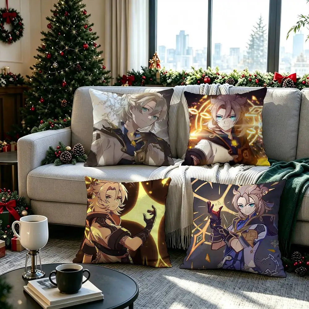 Albedo Genshin Impact  Pillow cover Soft Microfiber Pillowcase Home Sofa Decor Surprise Decorative printed.