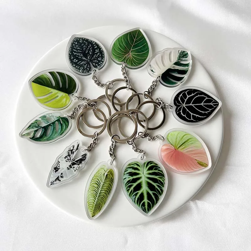 Plant Acrylic Phone Lanyard Fashion Pendant Simulation leaves  keychain