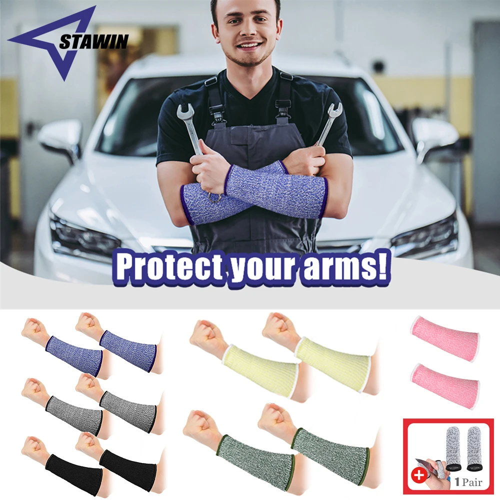 

1 Pair Level 5 HPPE Cut Arm Sleeve Resistant Anti-Puncture Work Protection Fingerless Arm Sleeve Cover New for Cooking Gardening