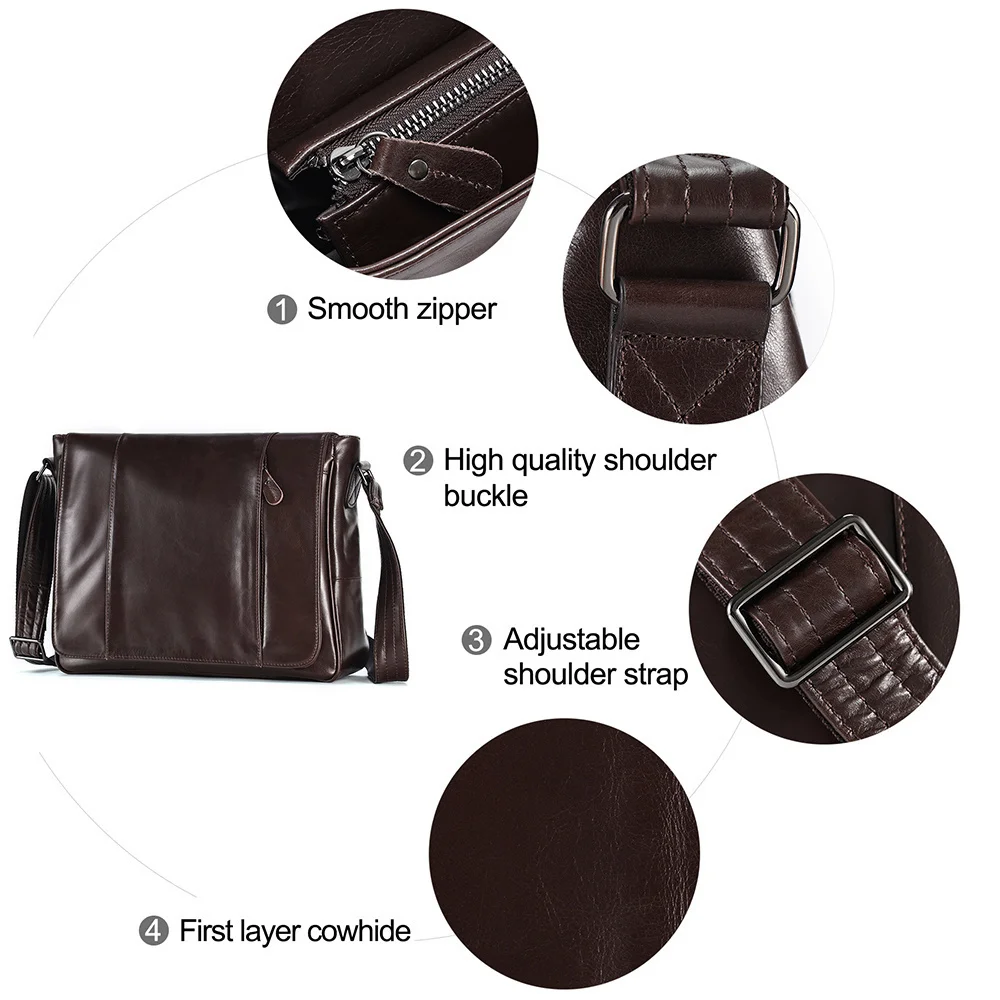 Heren Echt Lederen Schoudertas Vintage Flap Messenger Voor Ipad Tablet 14 "Laptop Reizen Drukke Crossbody S