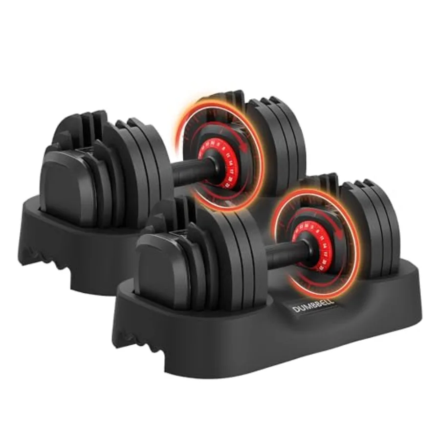 

Регулируемая гантель 25/56 фунтов с быстрой регулировкой веса одной рукой, нескользящей текстурированной рукояткой, черная сталь, для тренировок всего тела