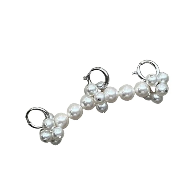 S1Y1 Easy to Attach Pearls Shoe Decoration with Floral Elegant for All Shoe Types