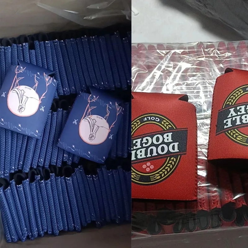 200pcs Collapsible Stubby Holders Custom Your Logo Foldable Stubby Holder 3mm Thickness Neoprene Beer Can Cooler Bag Picnic Bags
