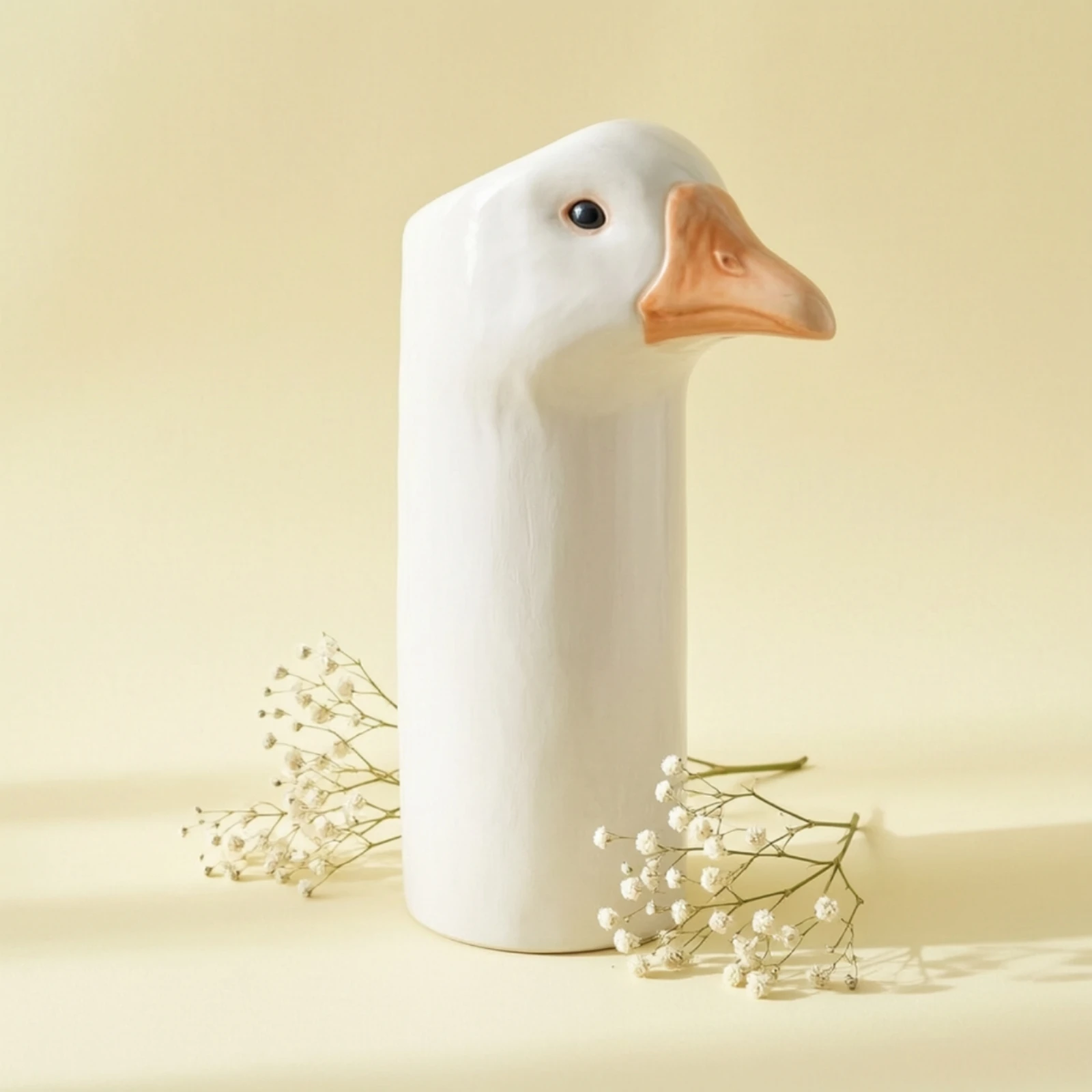 Ceramic Goose Vase Whimsical Goose Head Vase Figurine Minimalist Decor Modern for Bird Lovers, Entryway, Bookshelf