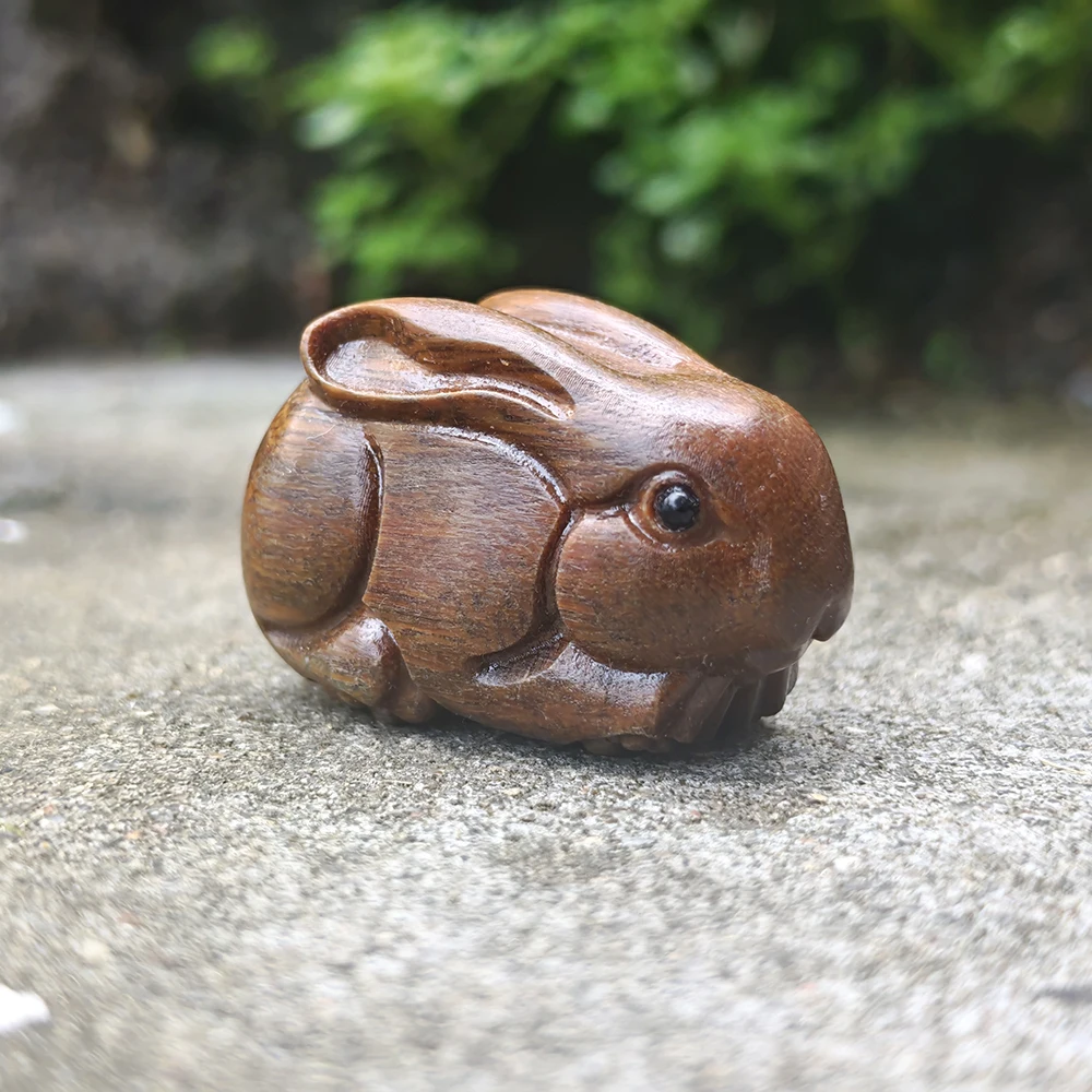 1.2 Inch Wooden Rabbit Figurine, Ethnic Style, Simple Style, Suitable for Holiday Decorations, Home Decorations, Christmas Decorations, Tabletop Decorations, Living Room, Party Decorations