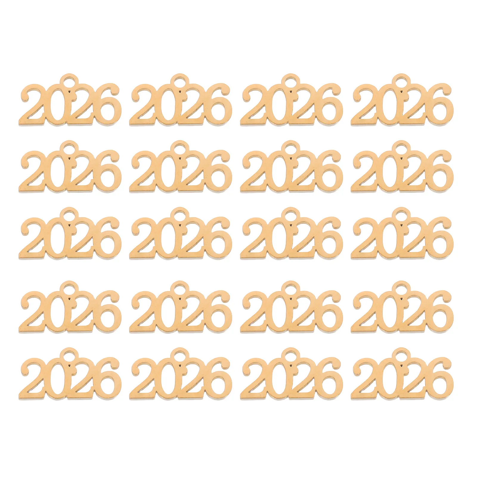 20Pcs Graduation Year Pendants For Jewelry Maker New Year Party Stainless Steel Number Charms Theme Making
