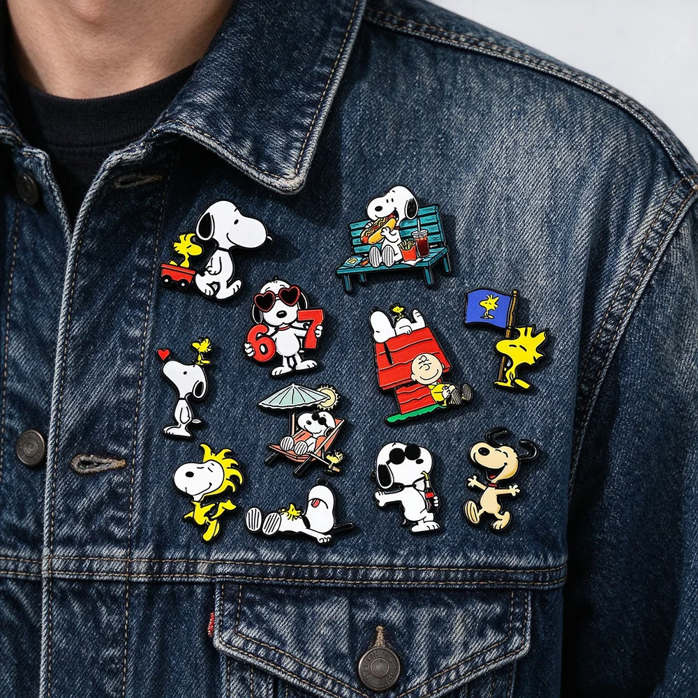 11Pcs Cartoon Puppy Dog Enamel Lapel Pin Set, Funny Character Brooch Badge for Backpacks Clothes, Collectible Pins Gift for Fans view 3