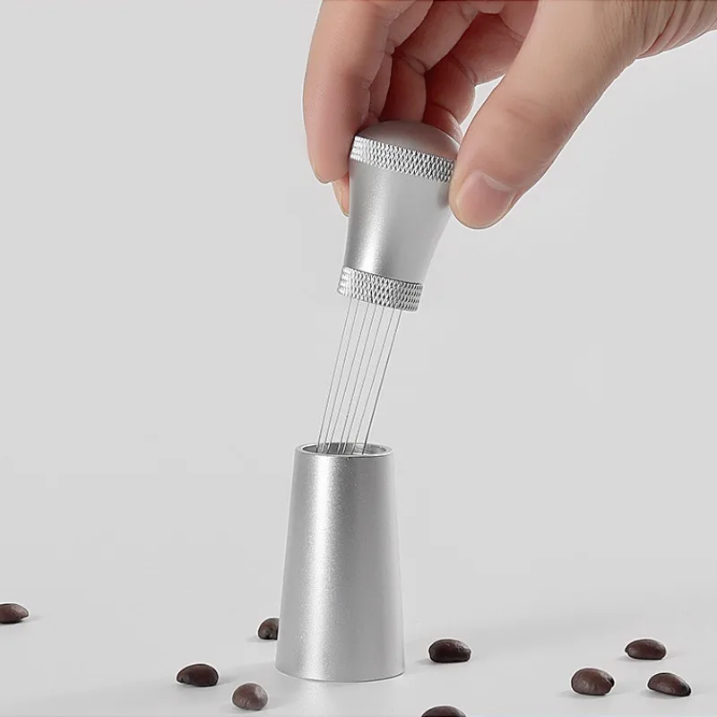 Coffee Distributor Stainless Steel Needle Powder Dispenser Set with Base Italian Coffee Powder Agglomeration Stirring Needle