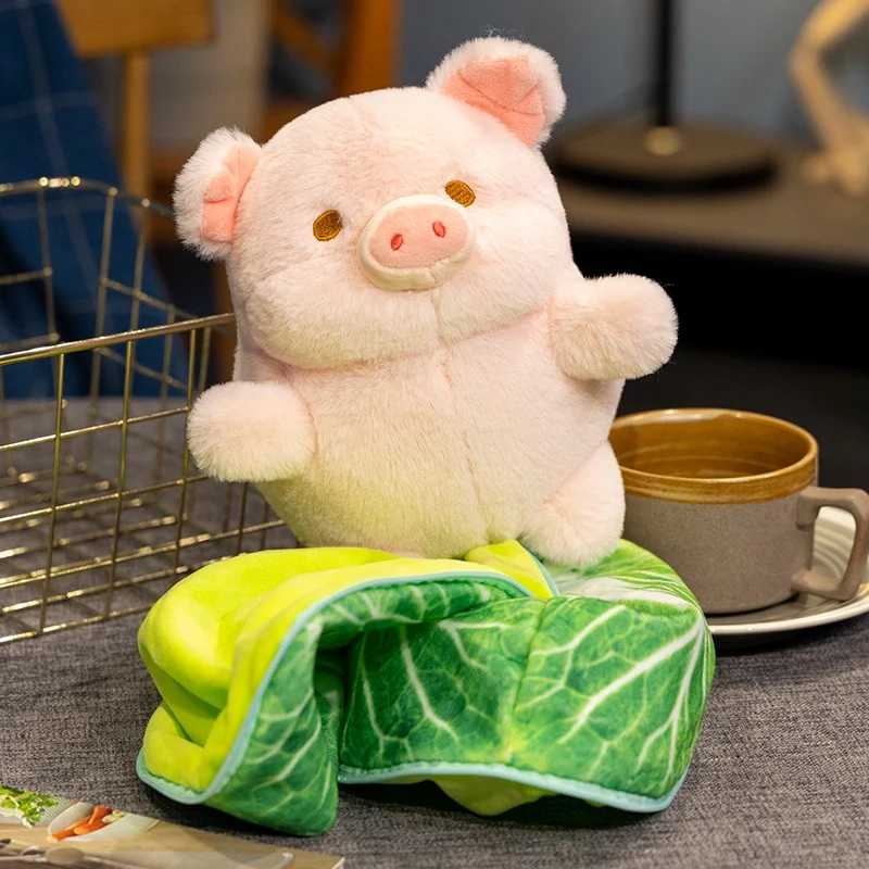 Lovely Cabbage Pig Plush Doll Kawaii Stuffed Soft Piggy Hidden in Vegetable Bag Creative Toys for Children