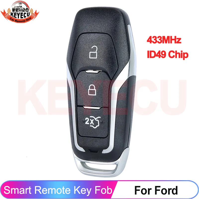 

KEYECU Smart Card For Ford Edge S-Max Galaxy Mondeo 2014 2015 2016 2017 2018 433MHz ID49 Chip DS7T-15K601-D 3 Buttons Key Remote