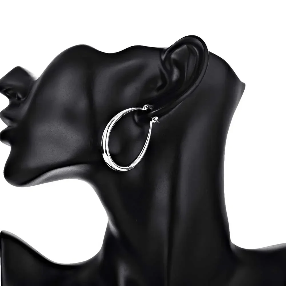 41MM Silver Color  Smooth Circle Big Hoop Earrings for Women Fashion Party Wedding Jewelry Christmas Gifts image 5