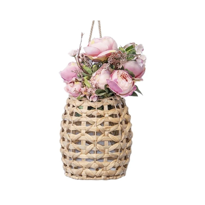 Water Hyacinth Woven Hanging Basket Wall Hanging Basket Decorative Front Door Basket Decor For Flower Plants Boho