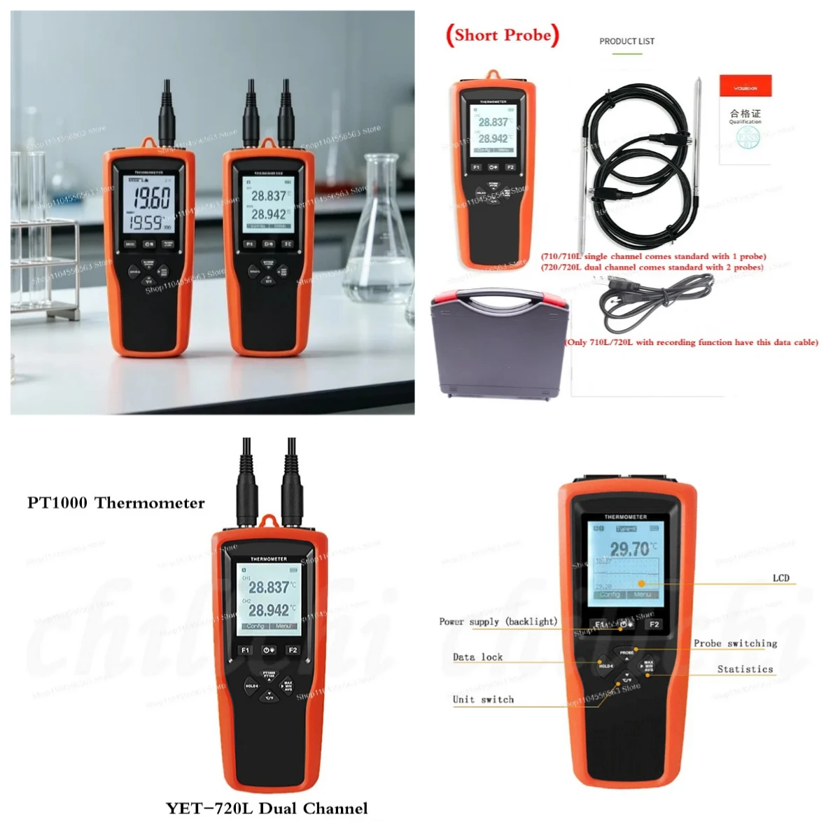 YET710X High Precision Industrial RTD Platinum Resistance Thermometer 0.001°C Probe Digital Temperature Tester