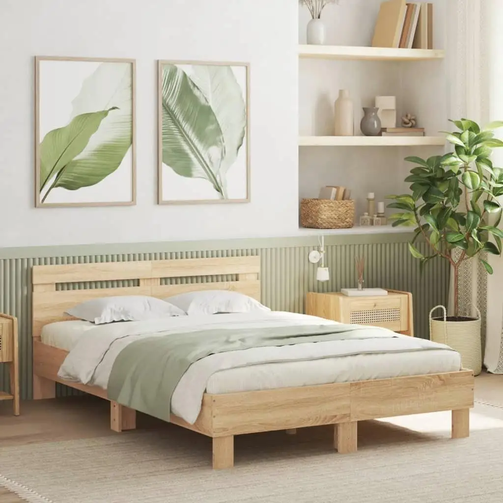 Sonoma Oak 120x190 cm Small Double Bed Frame (No Mattress) - Stylish & Durable Design