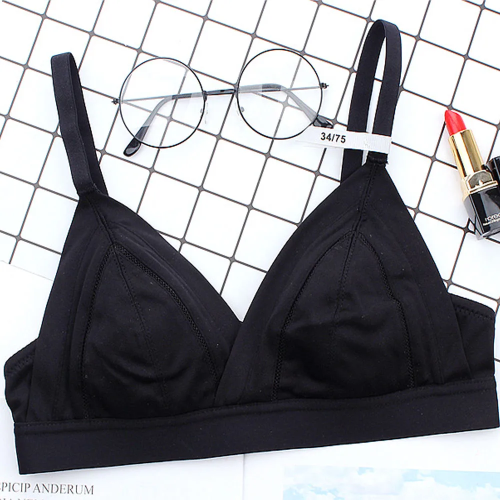 Womens Underwear Sexy Lingerie Wireless Triangle Bralette Leisure Home Deep V Push Up Bra Seamless BH Tops AA A B C Cup