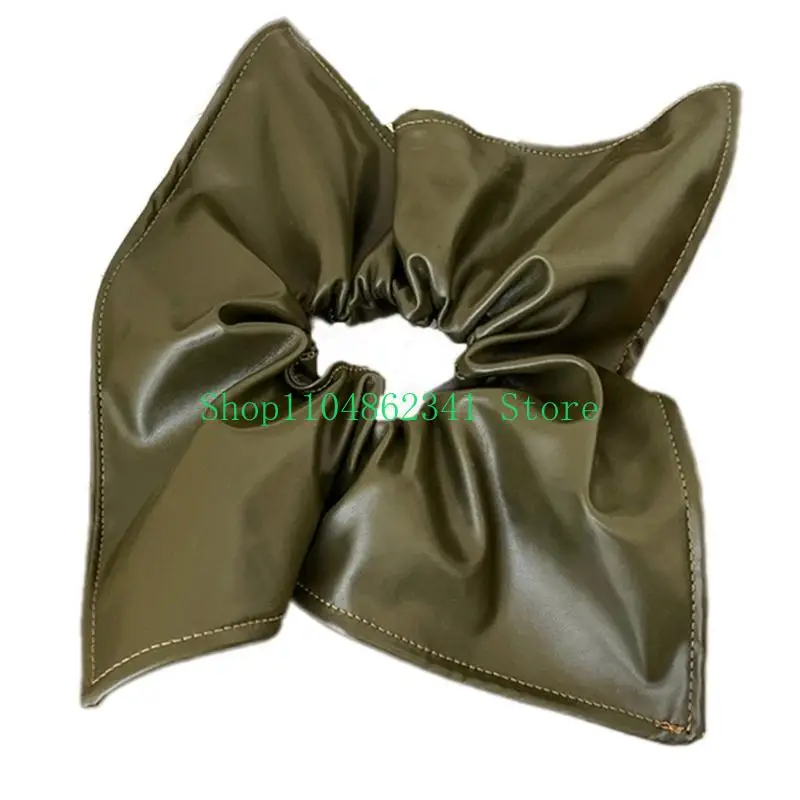 652F Corbata para cabello cuero PU, coleteros elásticos elegantes para varias ocasiones, mujeres y adolescentes, cuerda