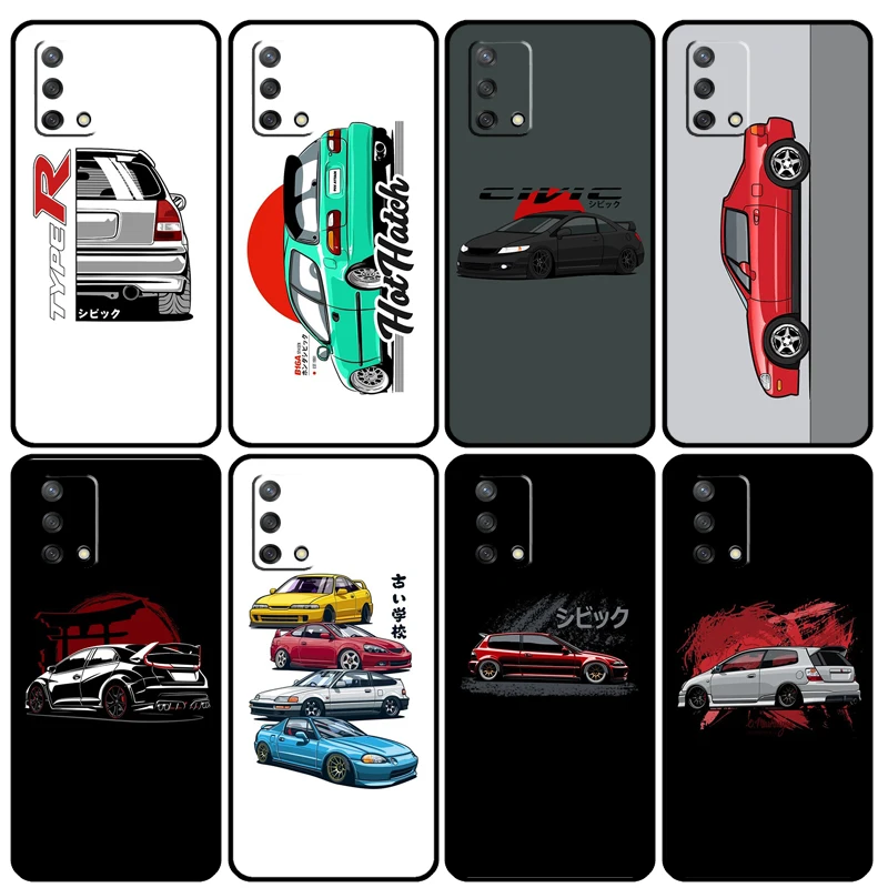 JDM Type R Civic Sport Car Case For OPPO A16 A15 A52 A72 A94 A74 A54 A5 A9 A31 A53 A83 A93 A91 Find X5 X3 Pro Cover