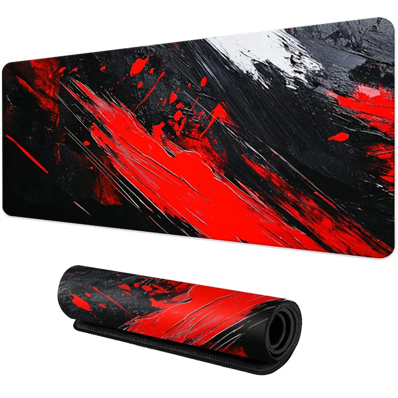 Large Mouse Pad Honeycomb Red Smoke Design Anti-Slip Rubber Mouse Mat PC Computer Gamer Desk Mat Stitched Edge Gaming Mouse Pad