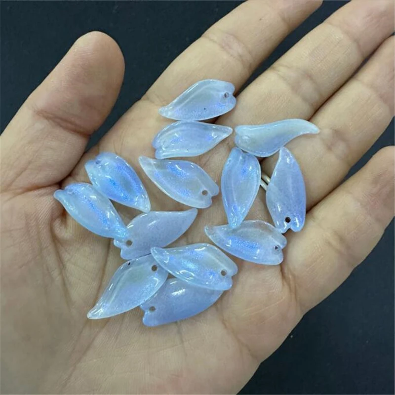 20Pcs/Lot New Creative Torus Glaze Glass Flower Leaves Beads Charm Connectors Diy Hair Jewelry Making Accessories Material