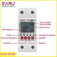2P 63A TUYA APP Wifi Smart Circuit Earth Leakage Over Under Voltage Protector Relay Device Switch Breaker Durable Easy To Use