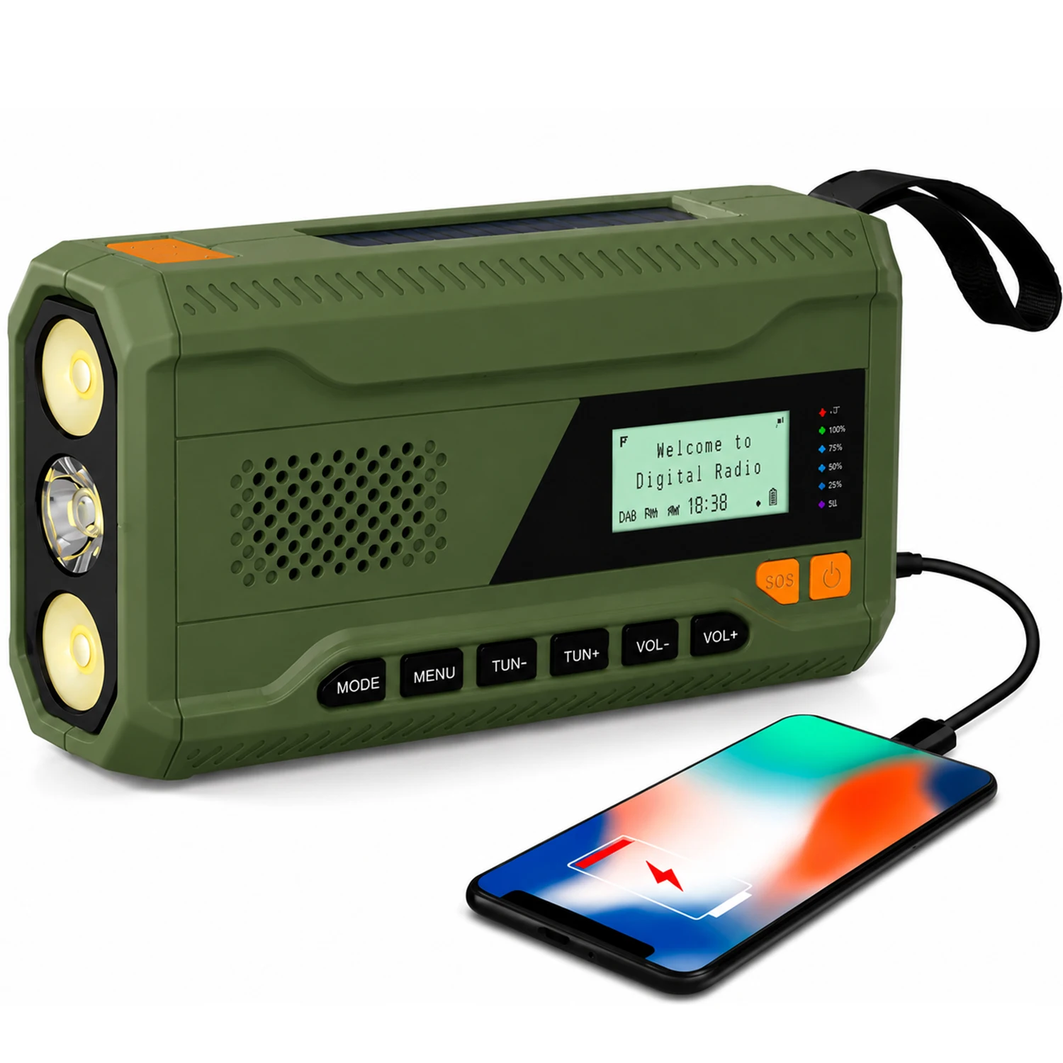 Solar Emergency DAB Radio Hand Crank  Survival Sos Noodradio