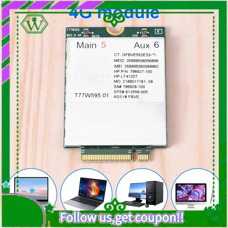 ABIK-T77W595 4G LTE Card Module LT4120 796928-001 MDM9625 For HP Probook/Elitebook 820 840 850 G2 G3 4G Module Network Card