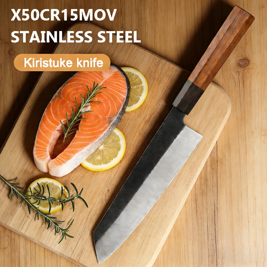 

Японский нож Кирицуке с восьмиугольной ручкой, кухонные ножи шеф-повара Gyuto, инструмент для лосося с острым лезвием, новый подарок, 8 дюймов