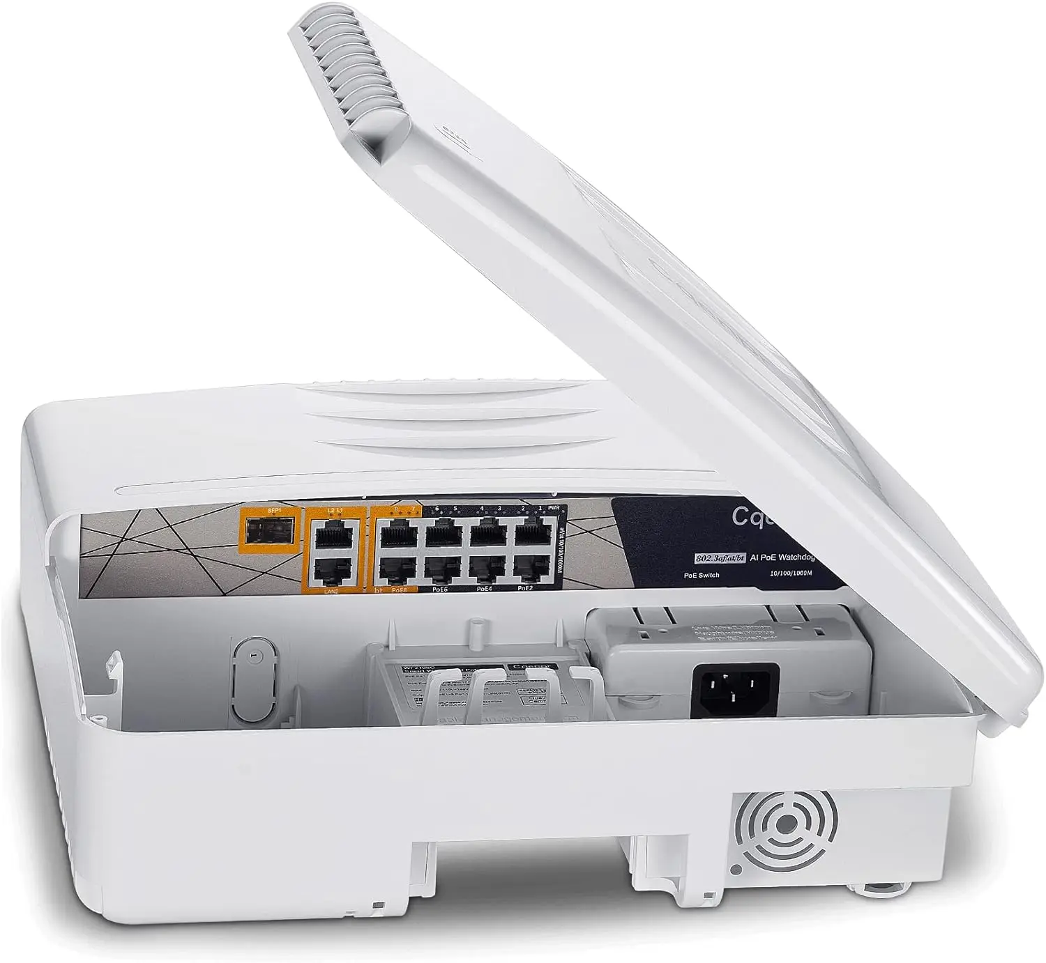 

Outdoor Poe Switch with 8 Port Poe+2G Uplink+1SFP Slot, IEEE802.3af/at/bt, All-in-One Box