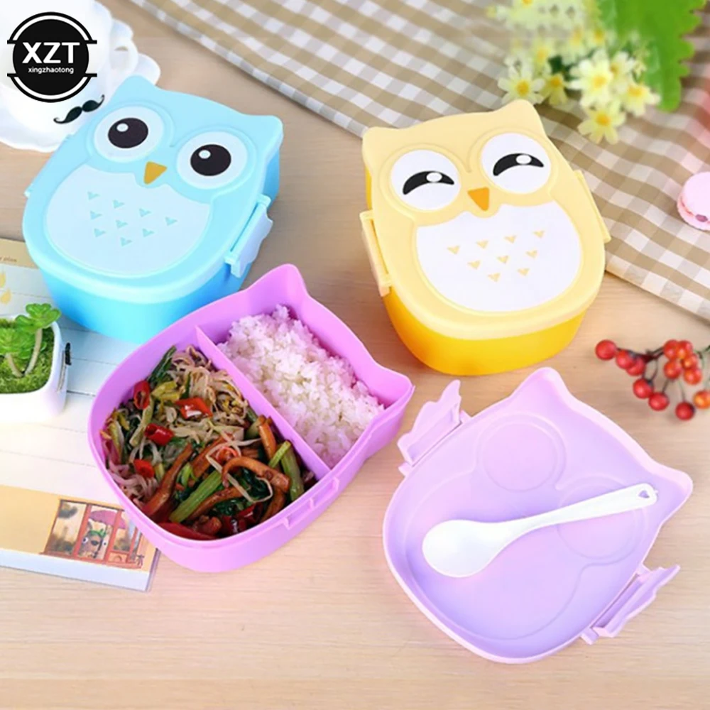 1PCS Cute Cartoon Owl Plastic Seal Lunch Box Fashion Convenient Children School Picnic Portable Bento Tableware For Picnic Set