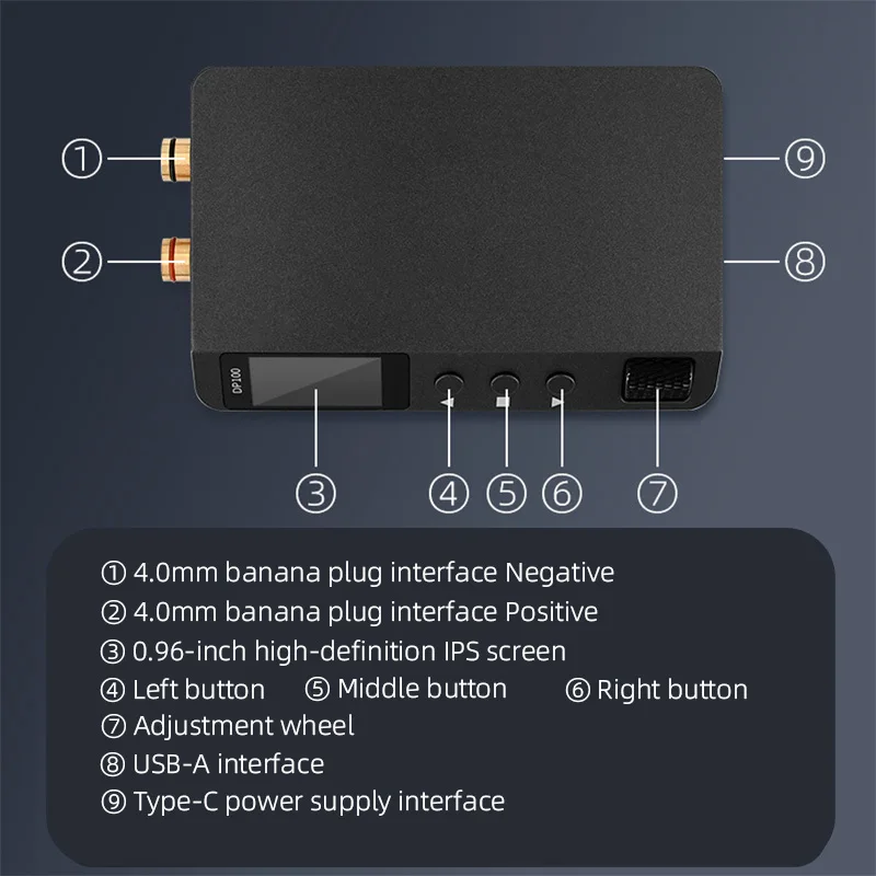 ALIENTEK DP100 مصدر طاقة رقمي صغير عالي الدقة قابل للتعديل مختبر الحمل الإلكتروني مفتاح منظم الجهد المحمول