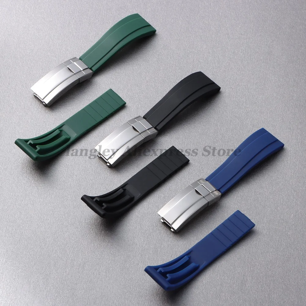 20 مللي متر حزام ساعة مطاطي ناعم ل رولكس GMT دايتونا الغواصة غواص سيليكون الفرقة استبدال المياه الخضراء شبح سوار MenBelt