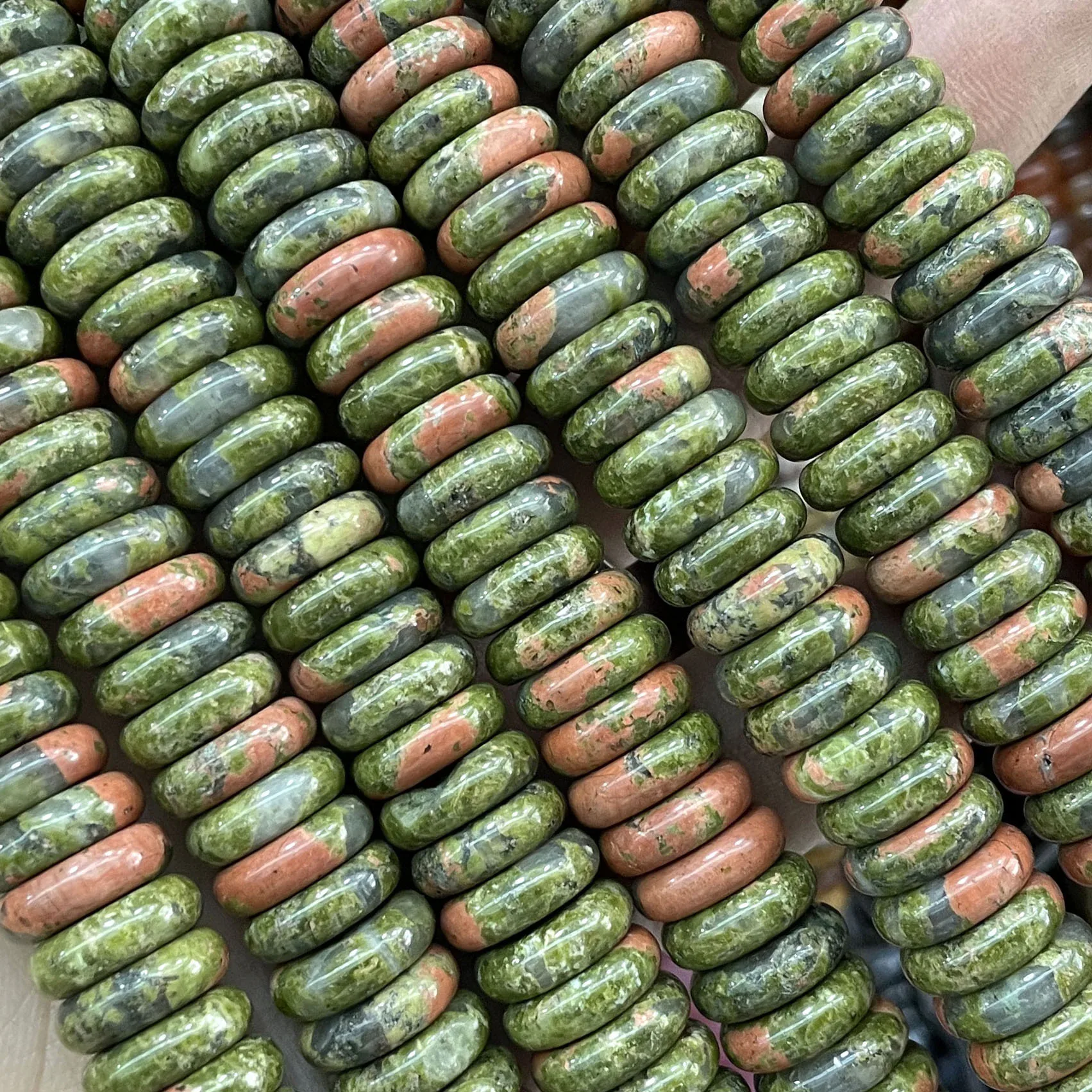 Naturstein-Rondelle, 7 Chakra-Quarz, Jaspis, Achate, Türkise, flache, runde Abstandsperlen für die Schmuckherstellung, DIY-Armband, Halskette – Detail 7