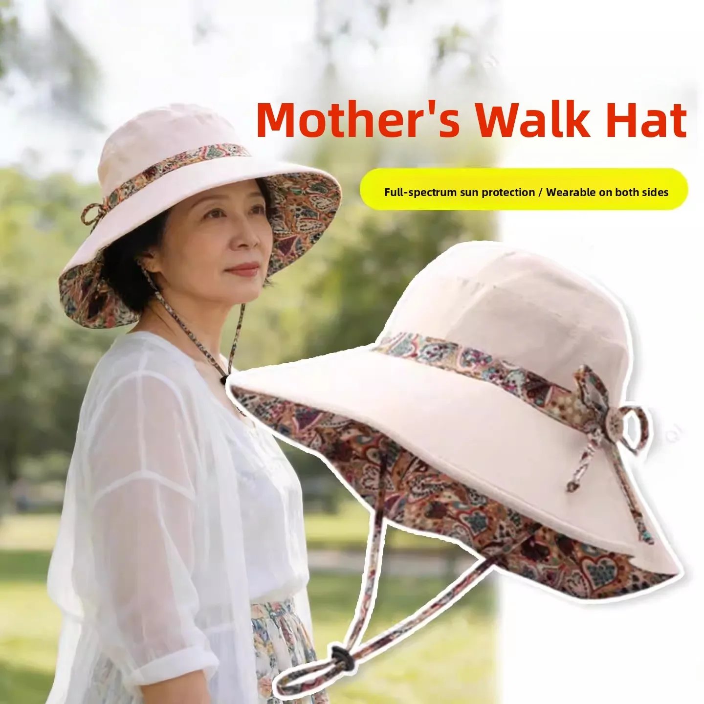 double-sided-wearable-sunshade-fishing-cap-elegant-lady's-walking-hat-fashionable-summer-hat-for-grandma-and-old-lady