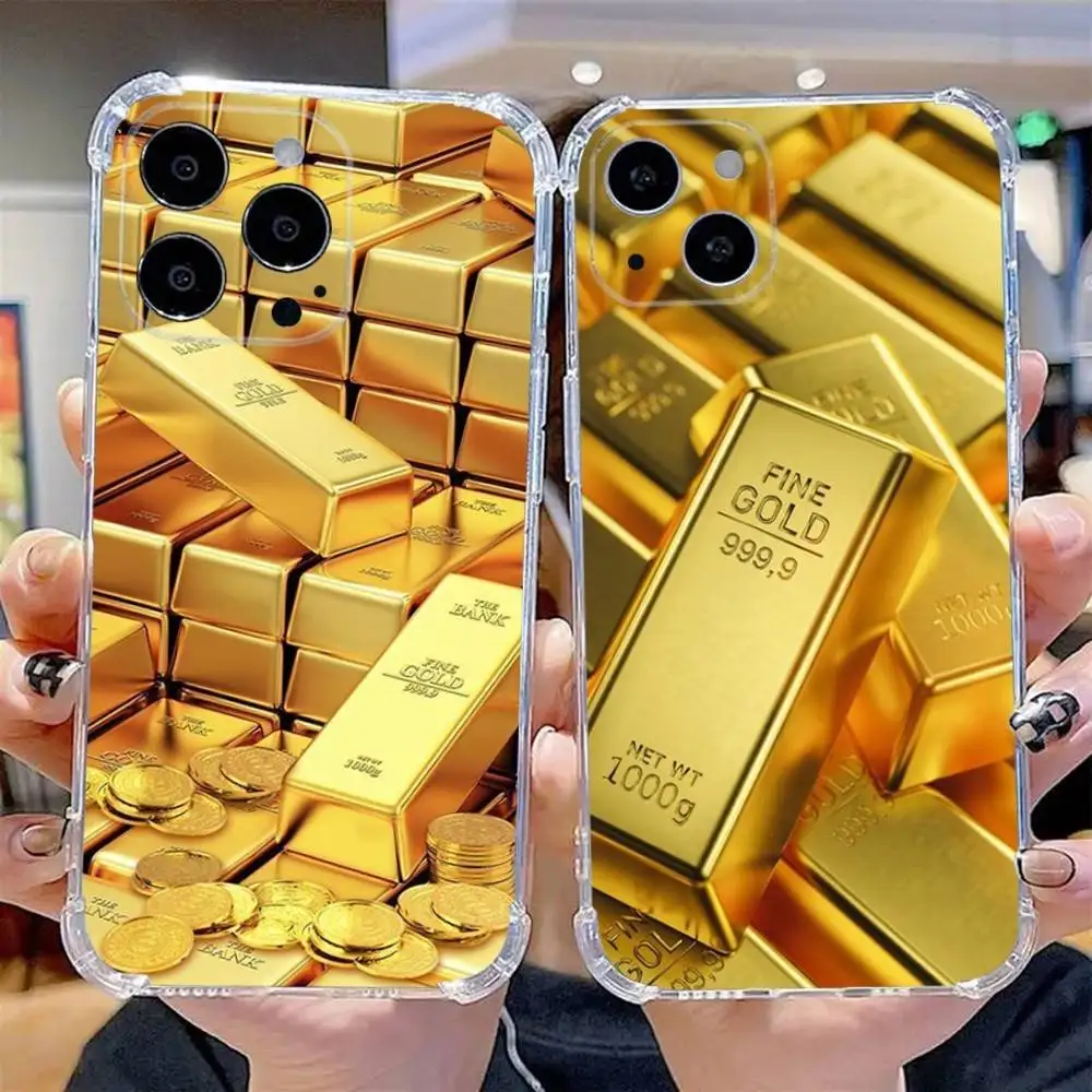 

Money Gold Cash Phone Case For iPhone 16,15,14,13,12,11 Pro,Max,Plus,X,XS,XR,SE,Mini Transparent Silicone Soft