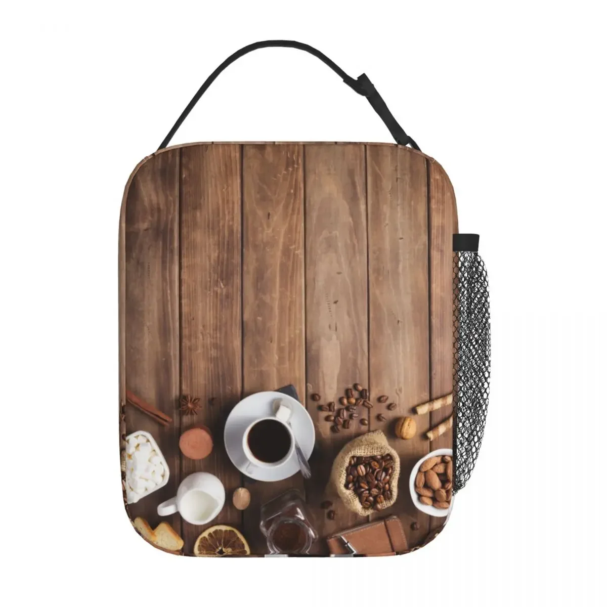 Insulated Lunch Boxes Coffee Merch Wooden Board Farmhouse Storage Food Box Fashion Thermal Cooler Lunch Box For School