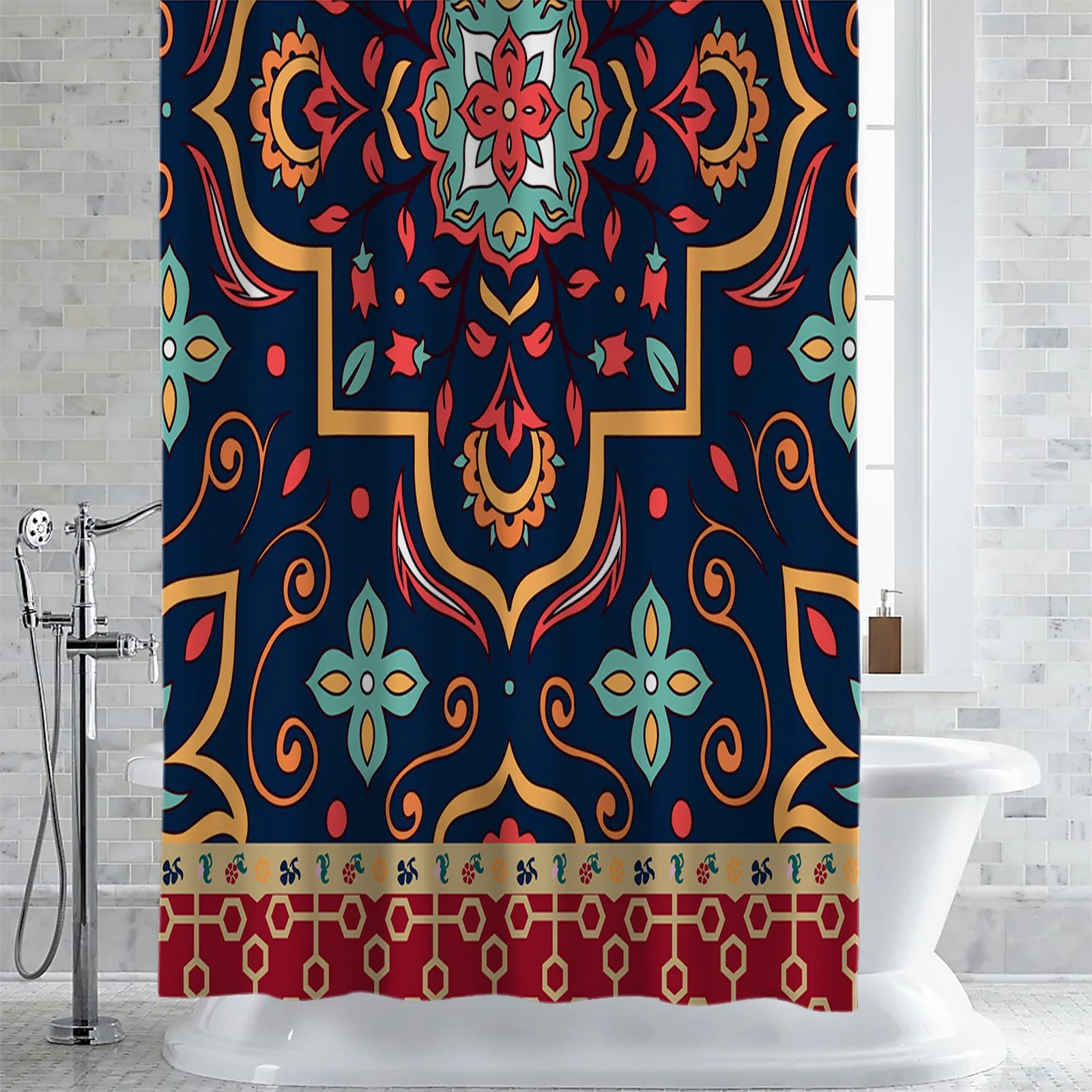 Turkish Persian Pattern Retro Shower Curtains Waterproof Bath Curtains Home Decor Modern Luxury Bathroom Curtain