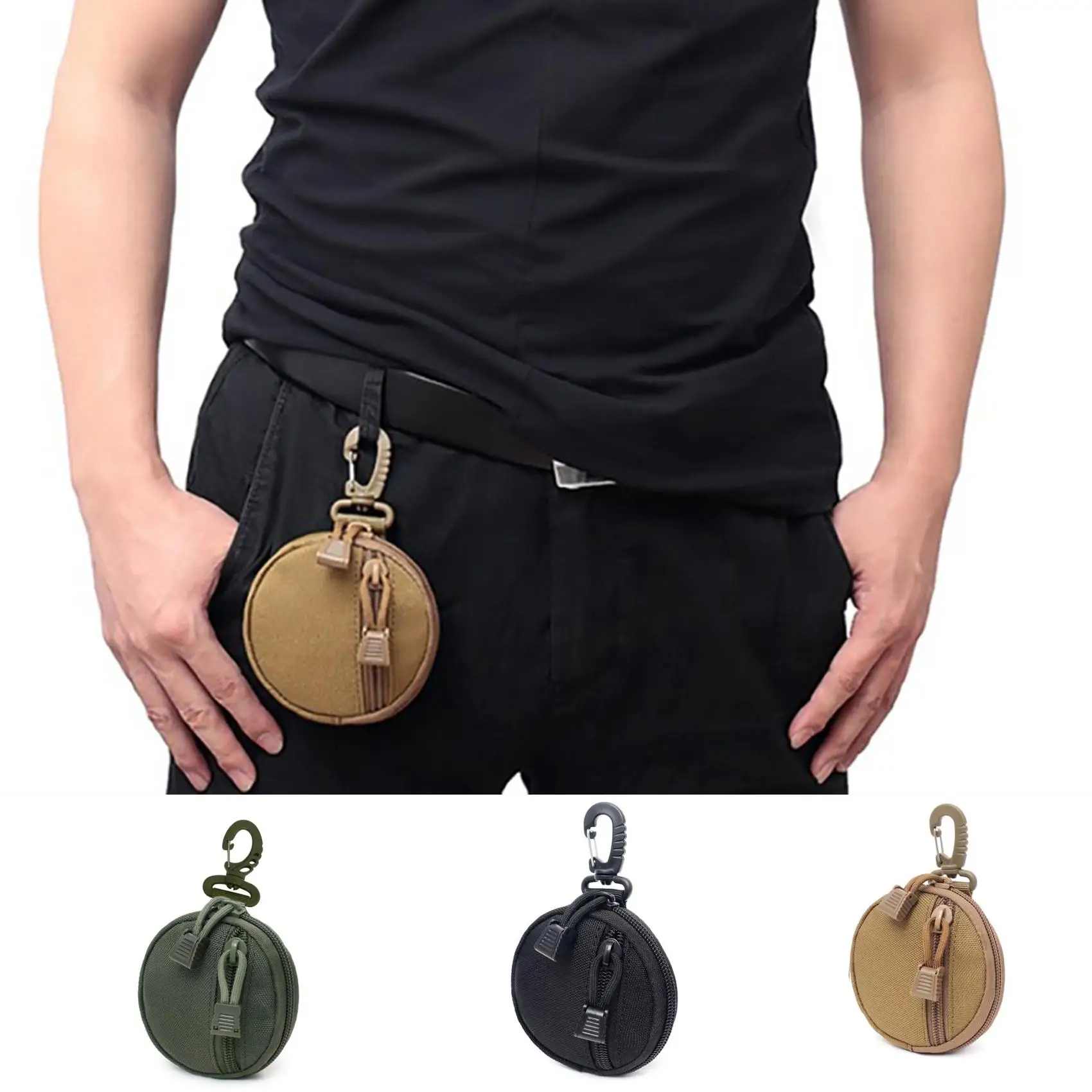 

LKEEP New Round Tactical Wallet Pouch Portable Coin Key Pocket For Hunt Waist With Clip Outdoor Accessories Bag EDC Purse