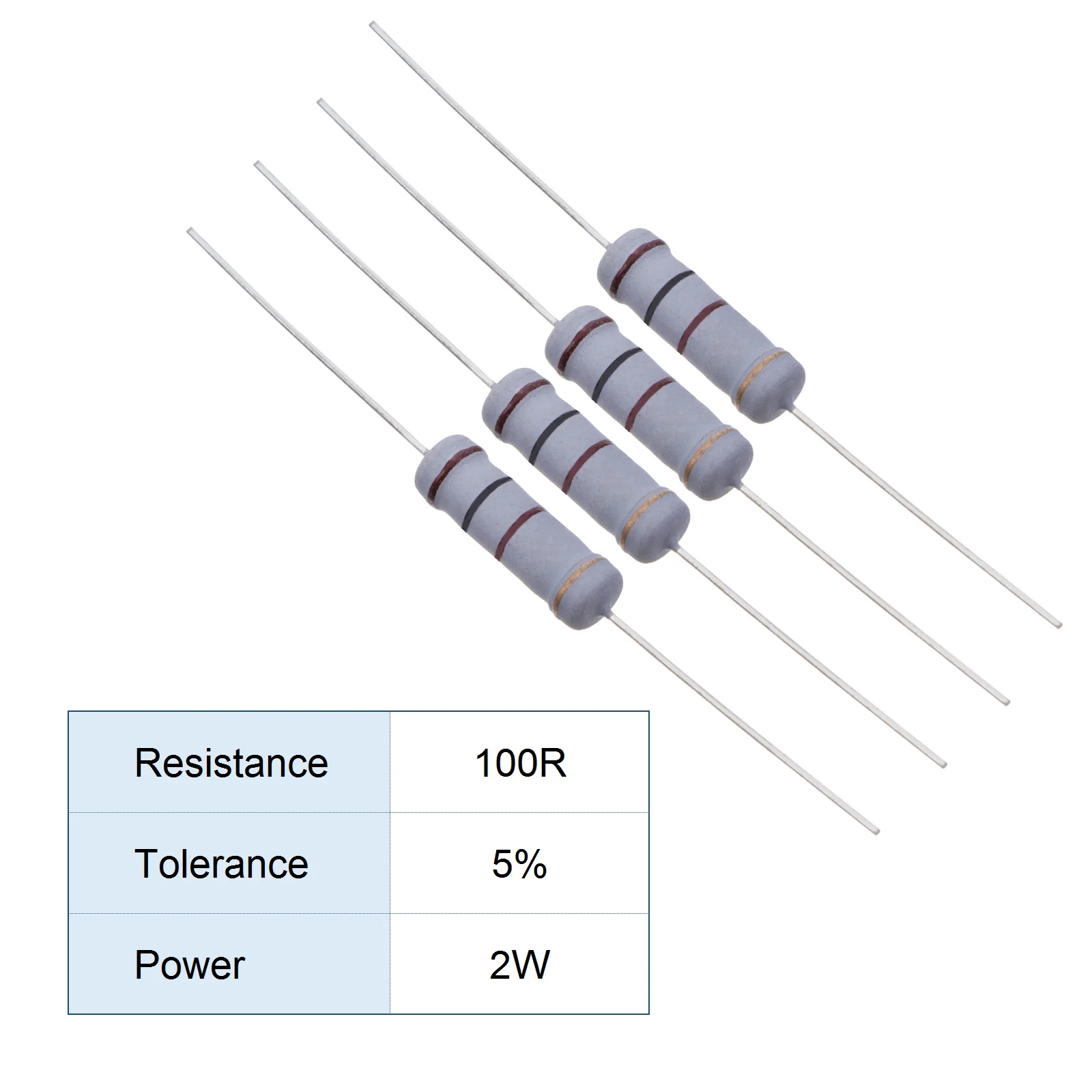 100 Pcs Resistance 5% Resistor Metal for Experiments DIY Electronic Projects Carbon Film 2W Tolerance Ohm