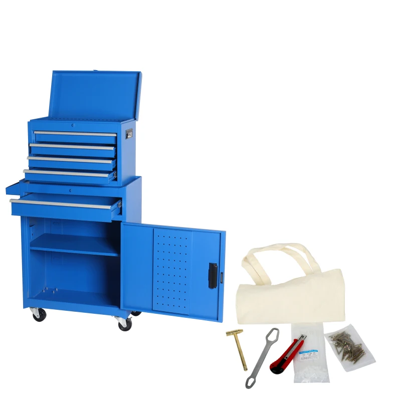 Armoire à outils pratique, facile, haute qualité, boîte à outils, coffre à outils, armoire de rangement pour outils roulants à 5 tiroirs