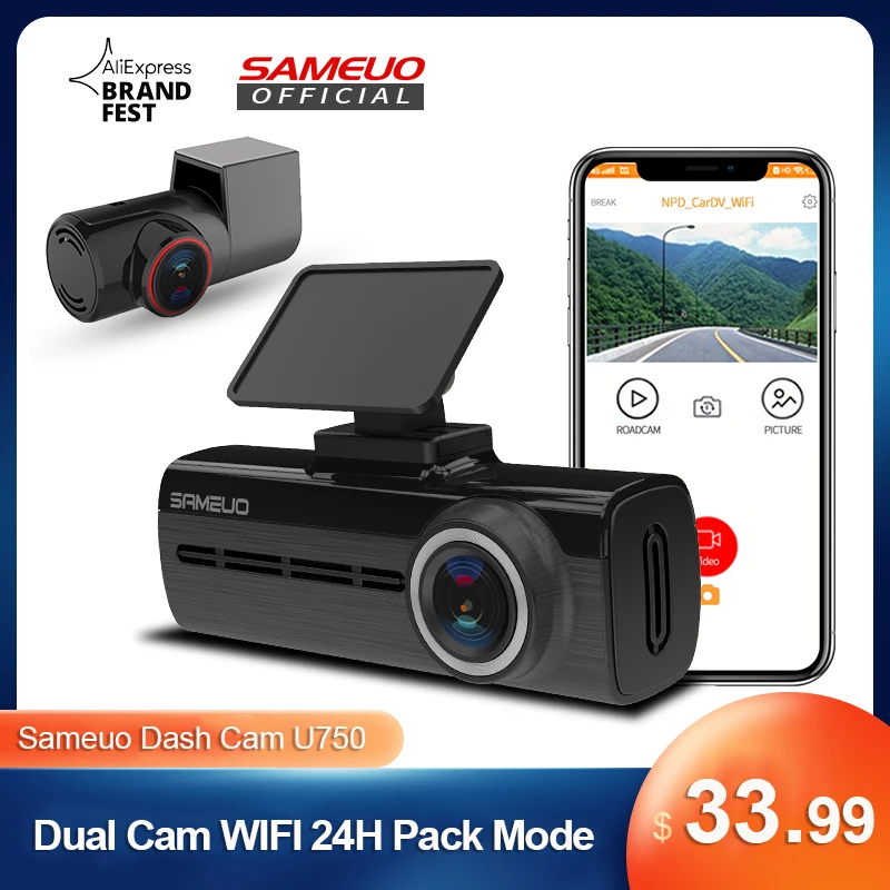 

Sameuo Dash cam 4K car dvr auto video recorder dashcam front and rear auto wifi car camera app night vision 24H packing for car