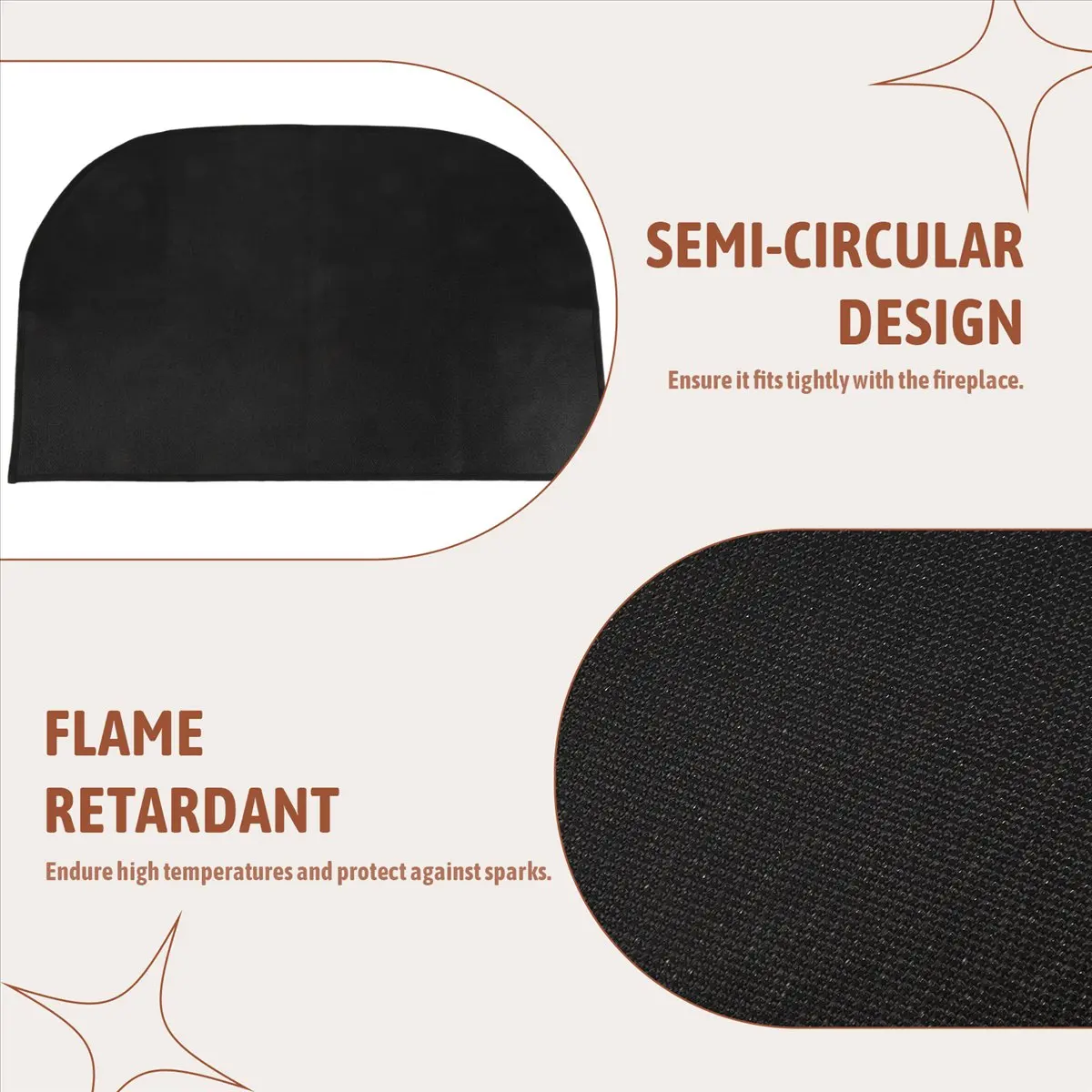 newT77 Semicircular Fireplace Fireproof Mat Fireplace Flame Retardant Mat Fireplace Insulation Blanket