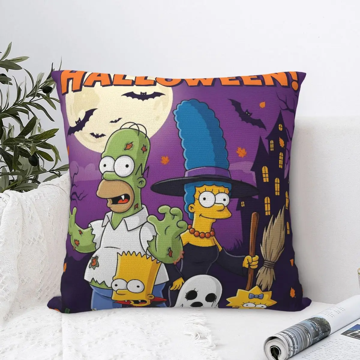 The Simpsons Cartoon Pillowcase Printing Polyester Cushion Cover Decoration Halloween Pillow Case Cover Seater Zipper 45*45cm