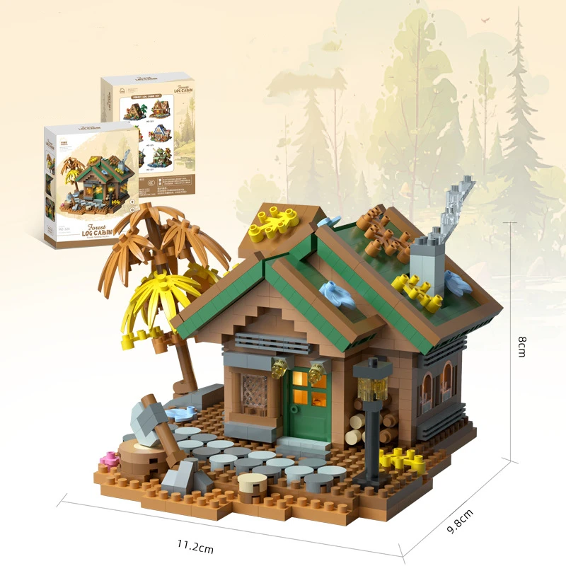 Creativo vista stradale modello di edificio blocchi di costruzione foresta casa sull'albero puzzle mulino a vento decorazione della casa sull'albero giocattoli