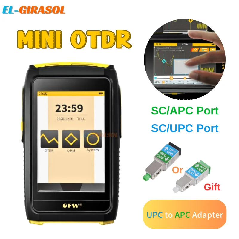 

FWT-100 MINi OTDR Active Fiber Live Test 1550nm 20dB Fiber Optic Reflectometer Touch Screen VFL OLS OPM Sc Connector FTTH