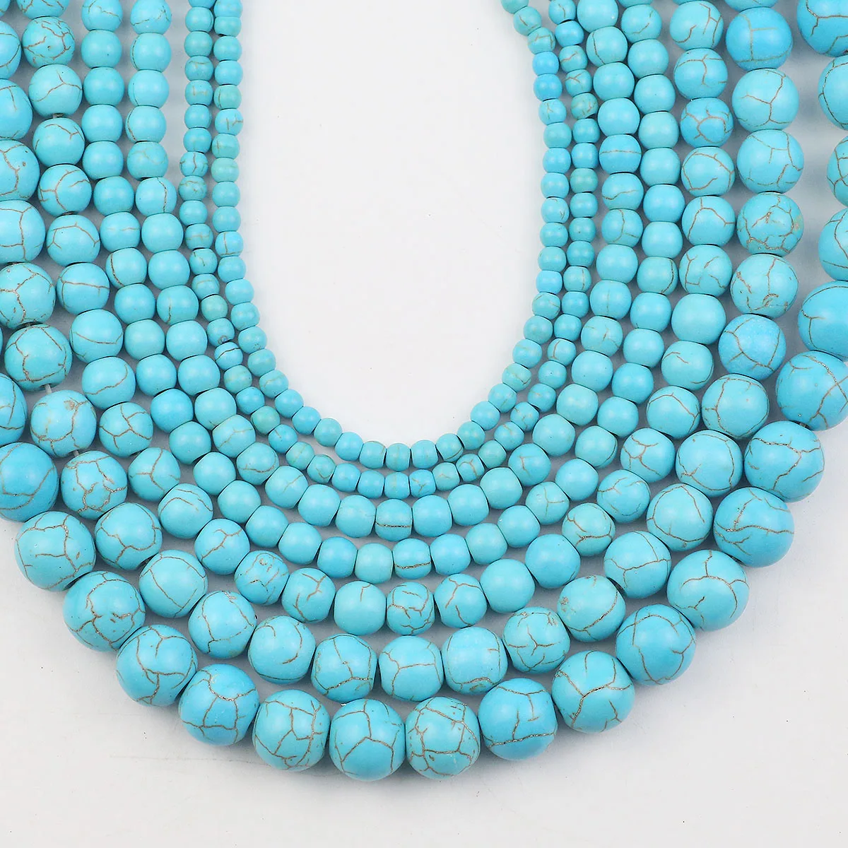 Blue Synthetic Natual Stone beads 4 6 8 10 12mm round  turquoise spaced loose bead for Bracelet Necklace jewellery making DIY