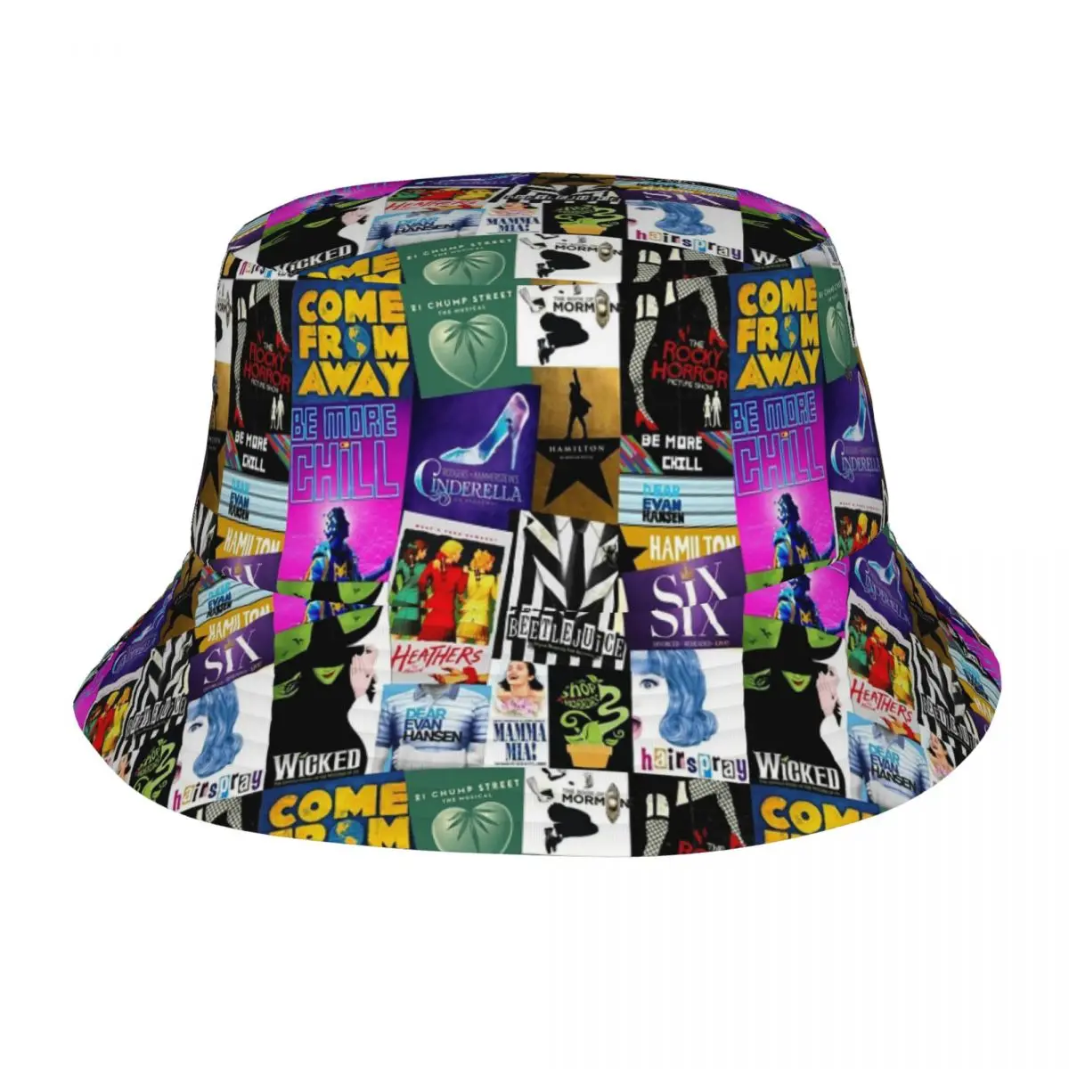 Unique Famous Music Musicals Collage Logo Bucket Hat For Unisex Packable Bob Hat Summer Beach Hatwear