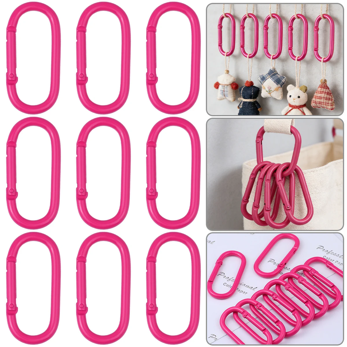 

5/10/20pcs Rose Red Oval Spring Buckle Keychains Carabiner Clip Rings Connector Clasp Hook for Jewelry Making Accessories Charms
